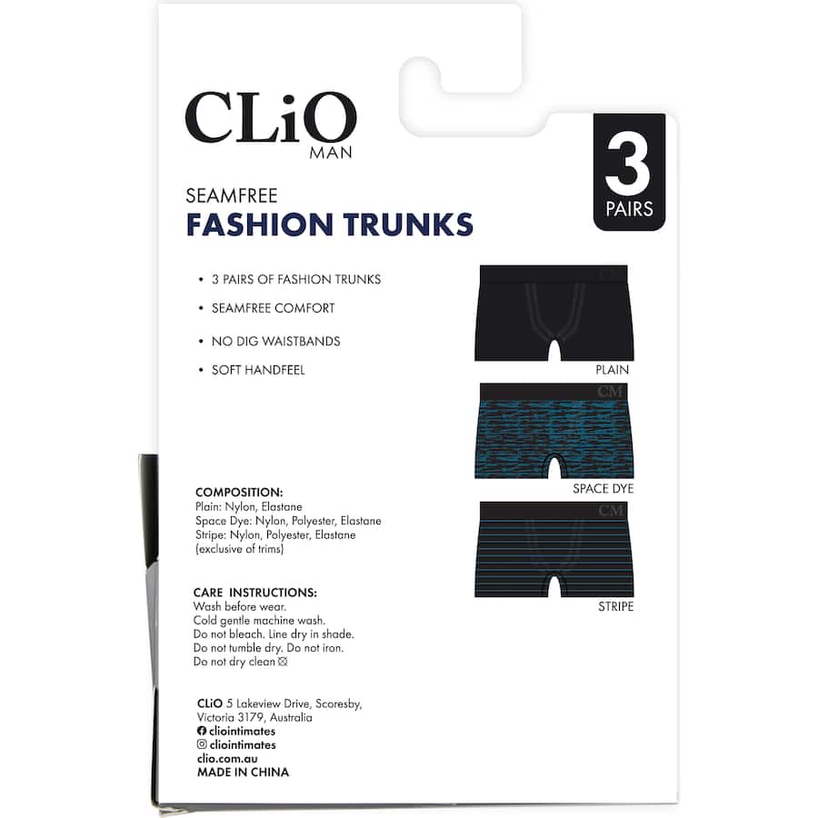 Clio Man Fashion Trunks Assorted Xl - 3pack