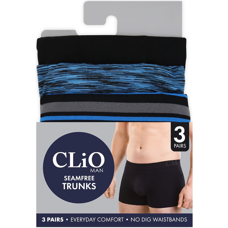 Clio Man Fashion Trunks Assorted Medium - 3pack