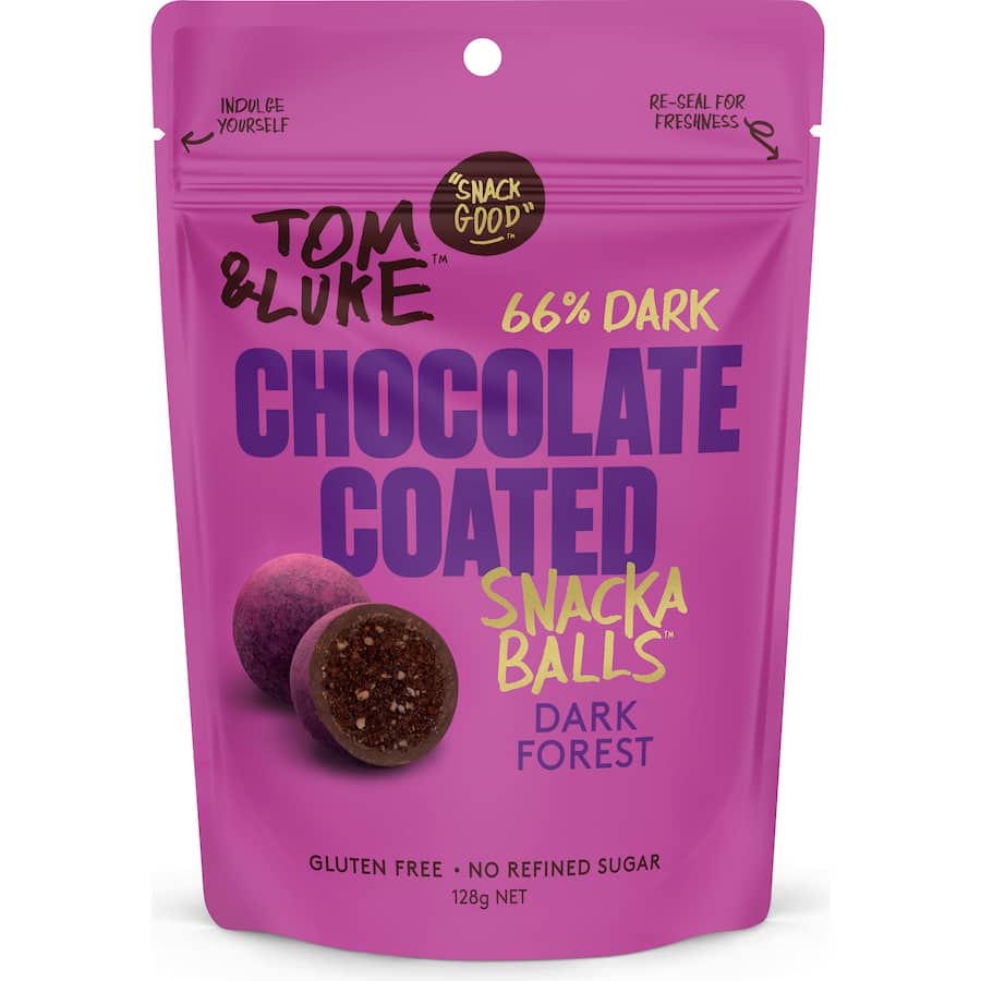 Tom & Luke Snack Balls Choc Coated Dark Forest 128g