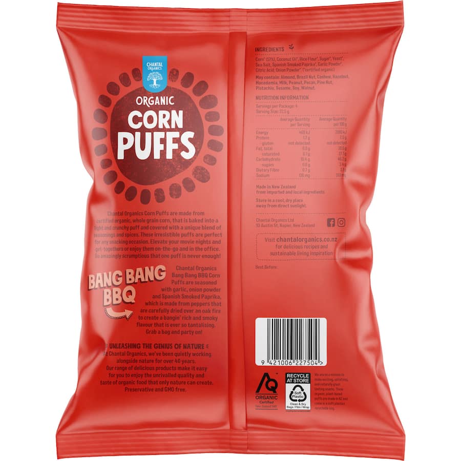 Chantal Organics Corn Puffs Bang Bang Bbq