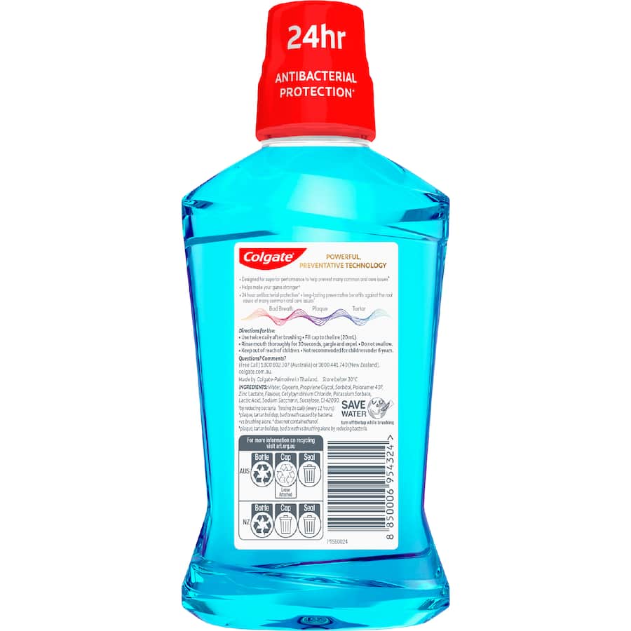 Colgate Total Mouthwash Clean Mint Alcohol Free 500mL