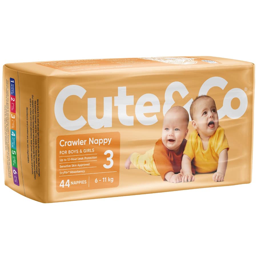 Cute & Co Nappies Crawler Boys & Girls 6-11kg Size 3 44pack