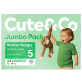 Cute & Co Nappies Walker Boys & Girls 13-18kg Size 5 64pack