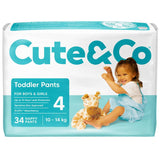 Cute & Co Nappy Pants Toddler Boys & Girls 10-14kg Size 4 34pack