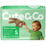 Cute & Co Nappies Walker Boys & Girls 13-18kg Size 5 32pack