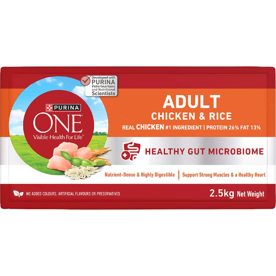 Purina One Adult Dry Dog Food Chicken & Rice Bag 2.5kg