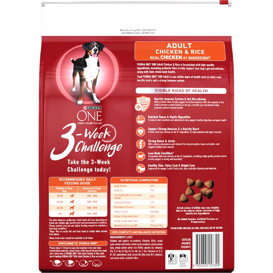 Purina One Adult Dry Dog Food Chicken & Rice Bag 6kg