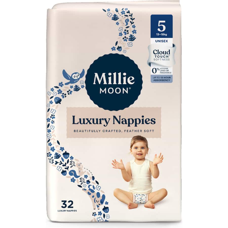 Millie Moon Nappies Walker Boys & Girls 13-18kg Size 5 32pack
