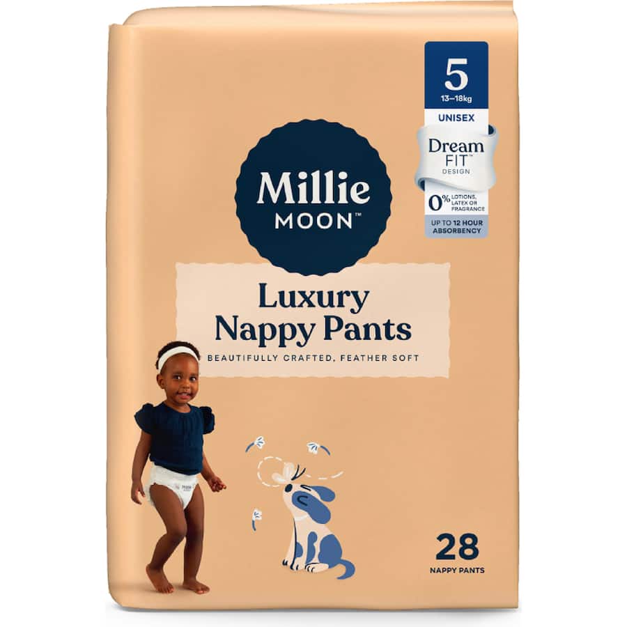 Millie Moon Luxury Nappy Pants Boys & Girls 13-18kg Size 5 28pack