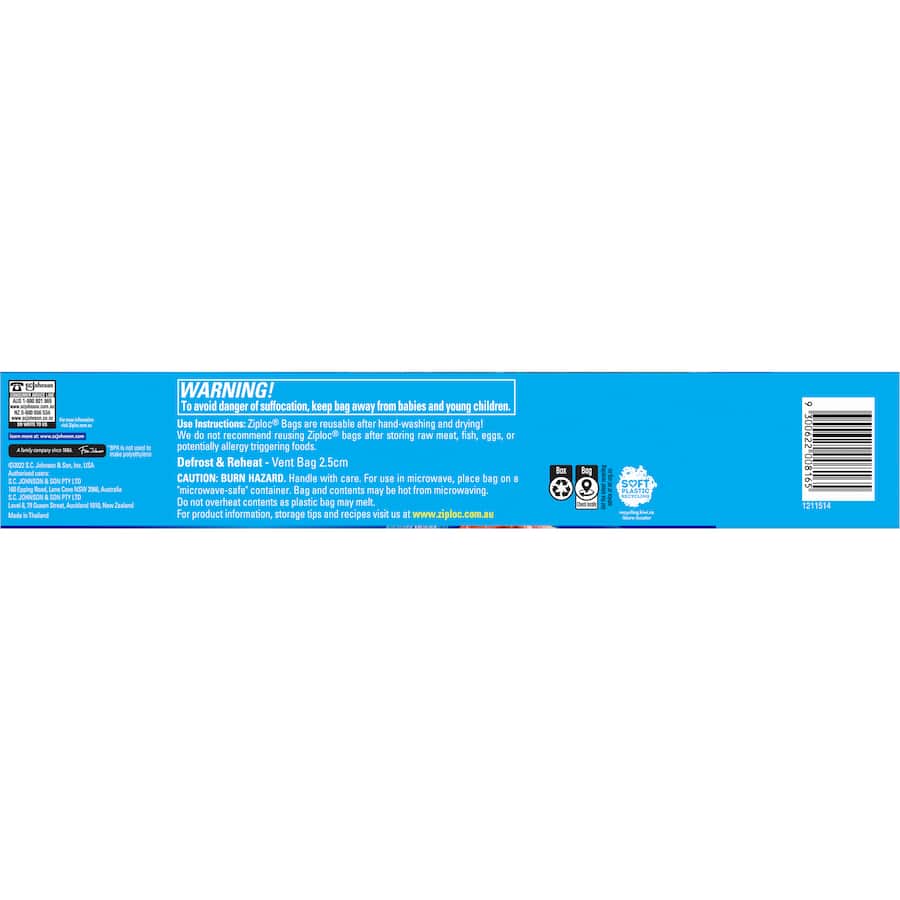 Ziploc Freezer Bags Jumbo Size Xl 10pack