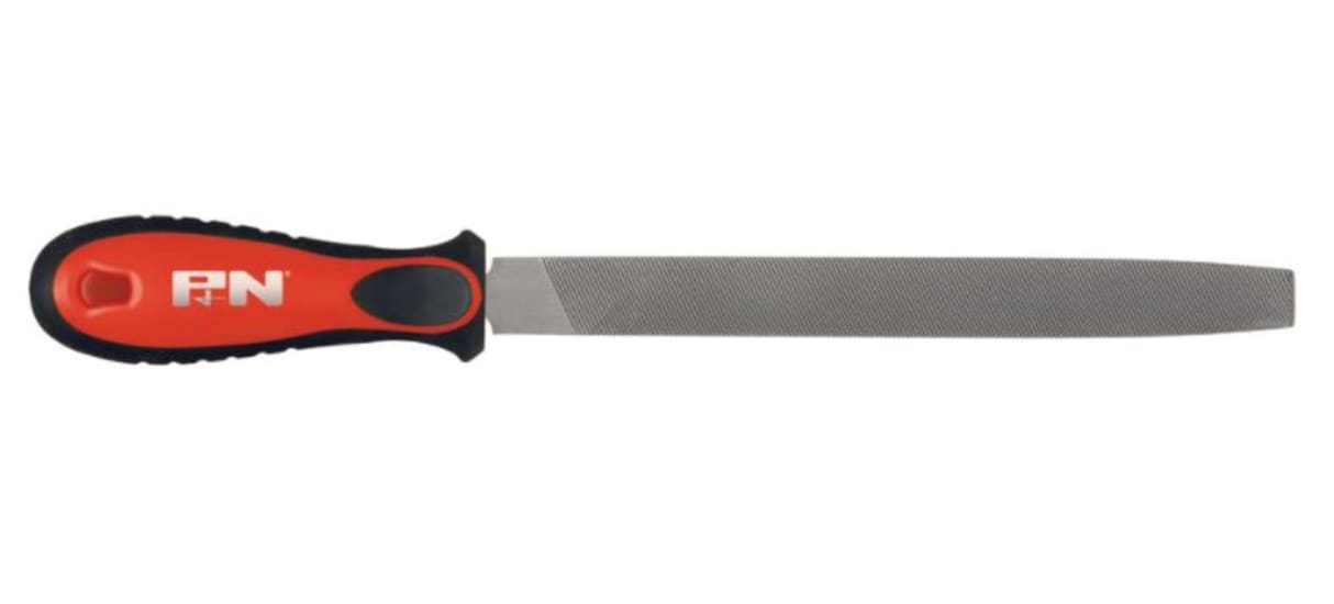 Premium P&N Flat Bastard Cut file, ergonomically designed for precision filing on flat and curved surfaces, made of high carbon steel.