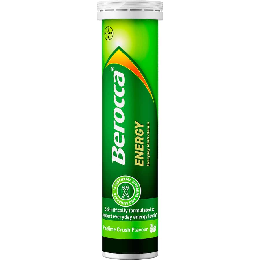 Berocca Energy Effervescent Tablets Pinelime Crush Flavour 15pack