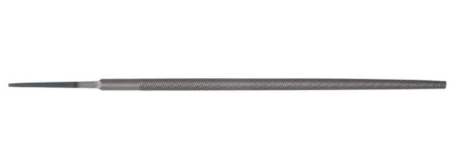 High carbon steel round bastard cut file, ideal for enlarging holes and shaping grooves, with double cut for efficient stock removal.