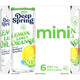 Deep Spring Soft Drink Lemon Lime & Orange 250ml cans 6pack