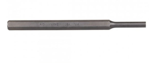 High-quality Mayhew pin punch, 144mm x 1/4 inch, made from S-2 steel with parabolic head for durability and precision.