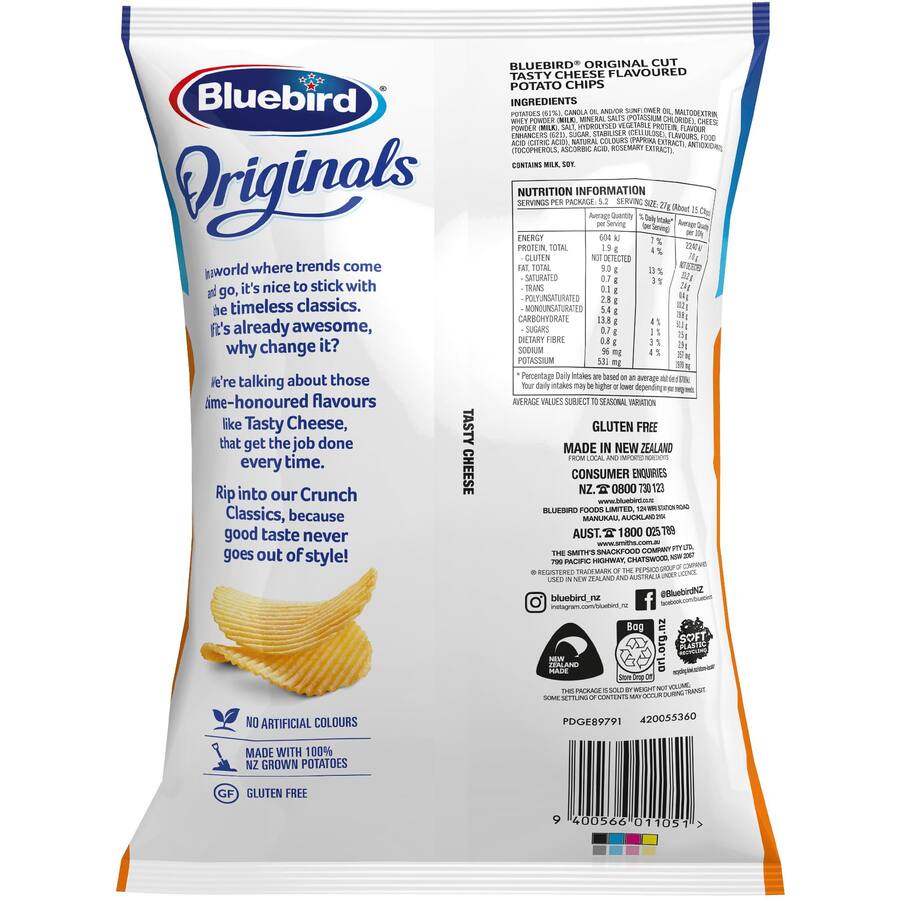Bluebird Originals Chips Tasty Cheese - 140g