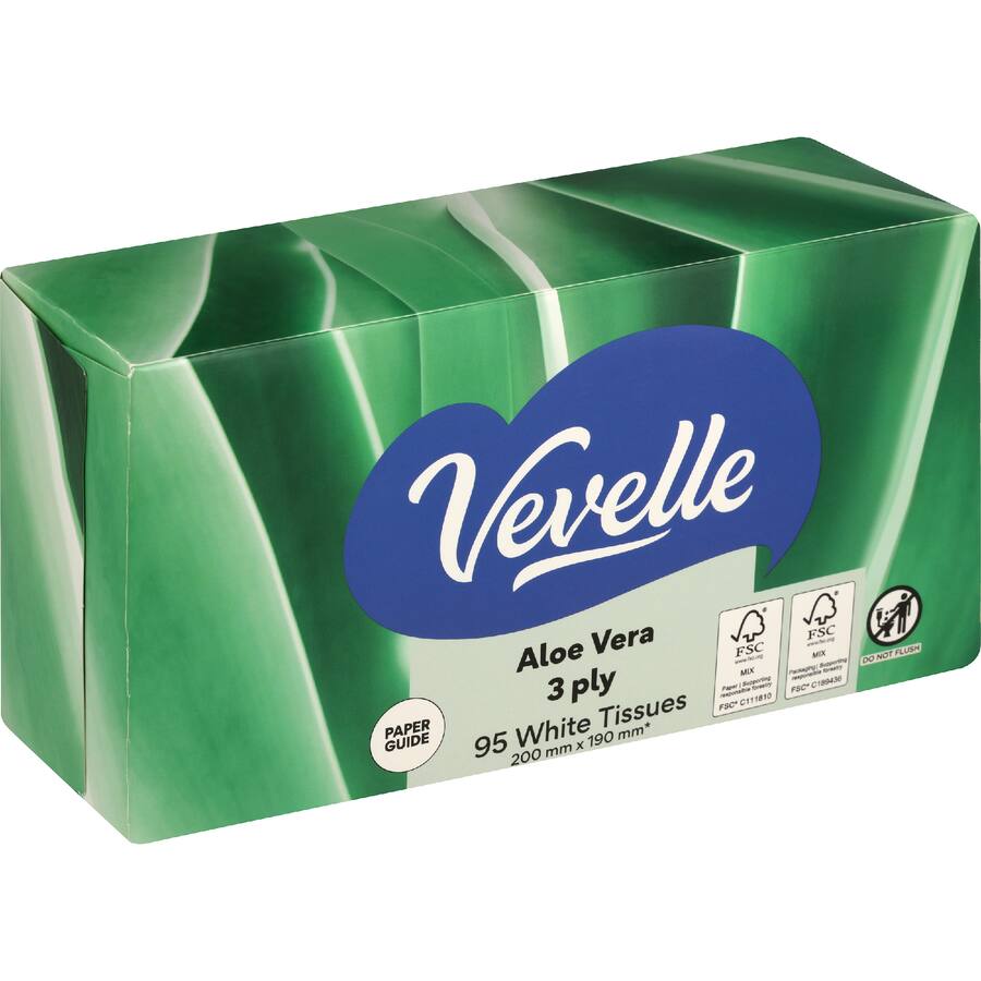 Vevelle Facial Tissue 3 Ply Aloe Vera - 95 pack