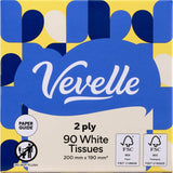 Vevelle Facial Tissue Cube 2 Ply - 90 pack