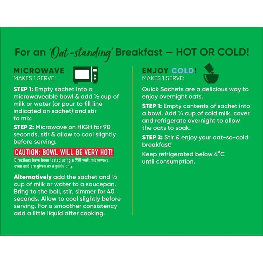 Uncle Tobys Oats Quick Sachets Milo - 8 pack 280g