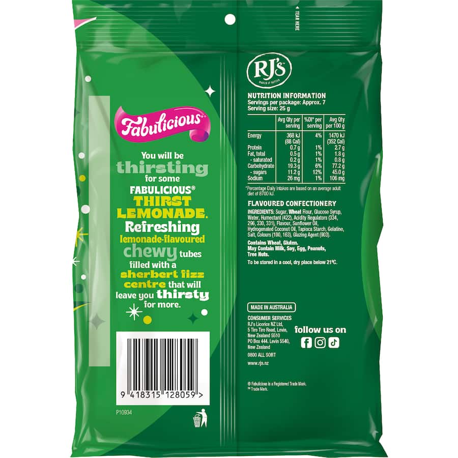 Fabulicious Sweets Sherbert Fizz Thirst Lemonade 180g