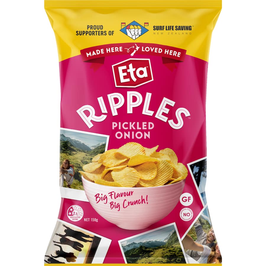 Eta Ripples Pickled Onion Chips - Tasty 150g Snack – SmartfoxNZ