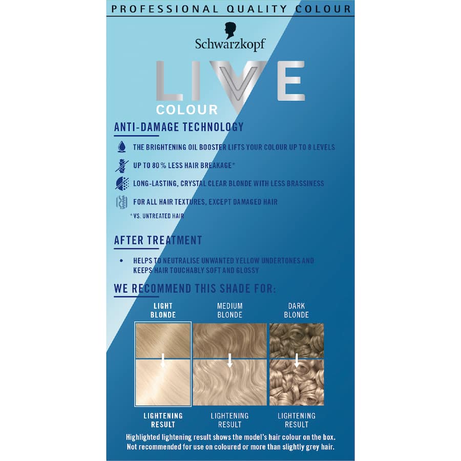 Schwarzkopf Live Colour Hair Colour Intense Bleach Permanent 00a 1pack