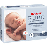 Huggies Pure & Sensitive Newborn Nappies Boys & Girls Up To 5kg Size 1 86pack