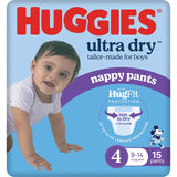 Huggies Ultra Dry Nappy Pants Toddler Boys 9-14kg Size 4 15pack