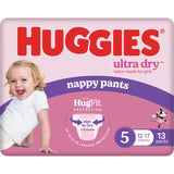 Huggies Ultra Dry Nappy Pants Walker Girls 12-17kg Size 5 13pack