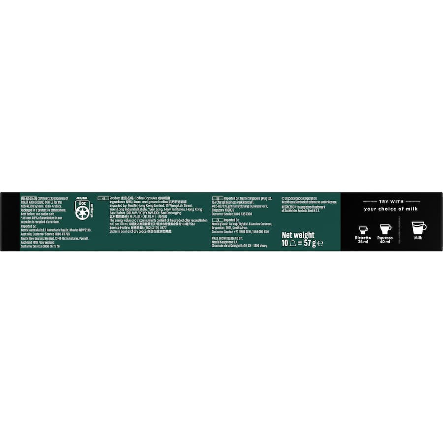 Starbucks By Nespresso Coffee Pods Ristretto 10pack