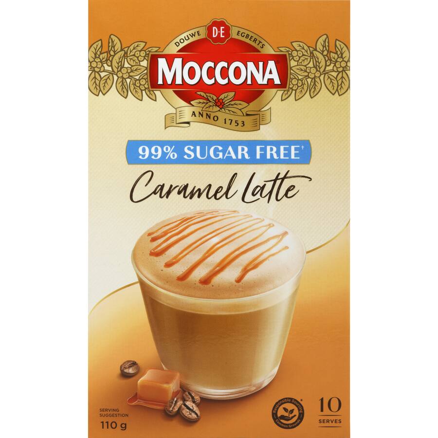 Moccona Coffee Sachets Suger Free Caramel Latte - 10 pack