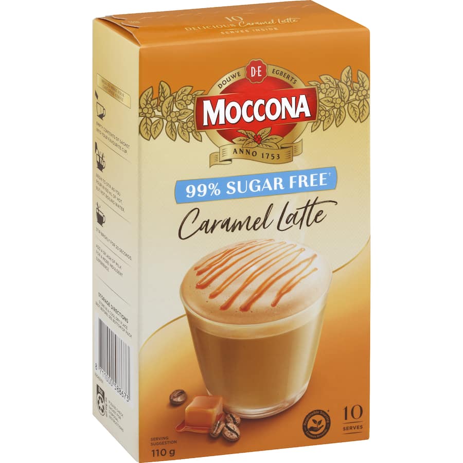 Moccona Coffee Sachets Suger Free Caramel Latte - 10 pack