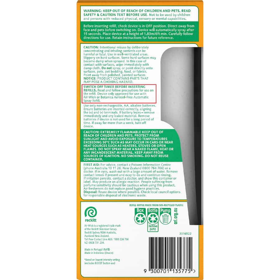 Air Wick 2x Essential Oils Air Freshener Sweet Vanilla & Shea Butter - 228mL