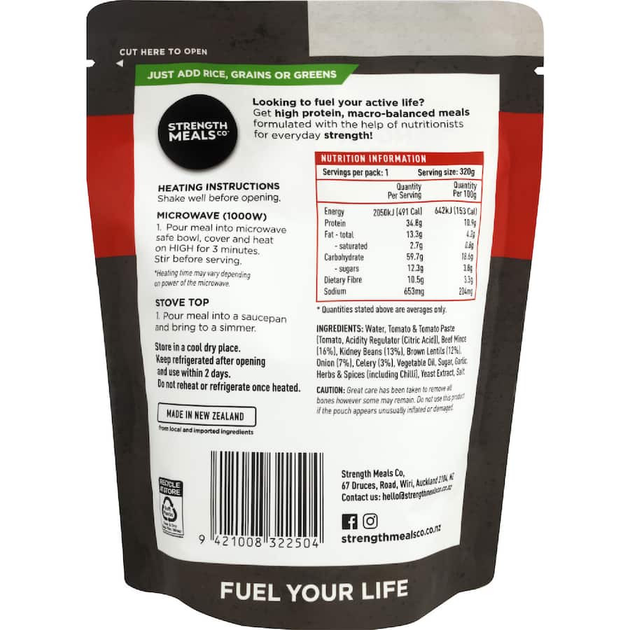 Strength Meals Co Beef Con Carne Chilli 320g
