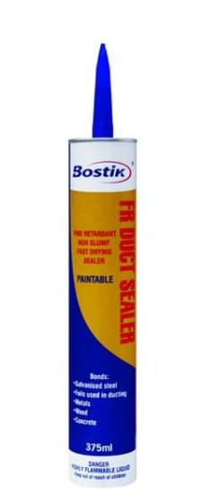 Bostik FR Duct Sealant 375ml, a fire retardant, fast-drying sealant for reliable duct sealing and air leak prevention.