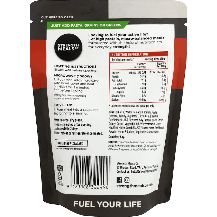 Strength Meals Co Bolognese Beef 320g