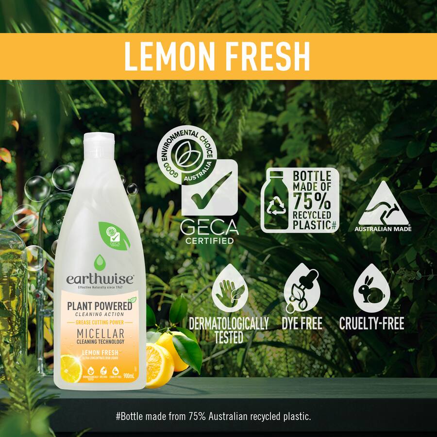 Earthwise Dishwash Liquid Lemon Fresh - 900mL