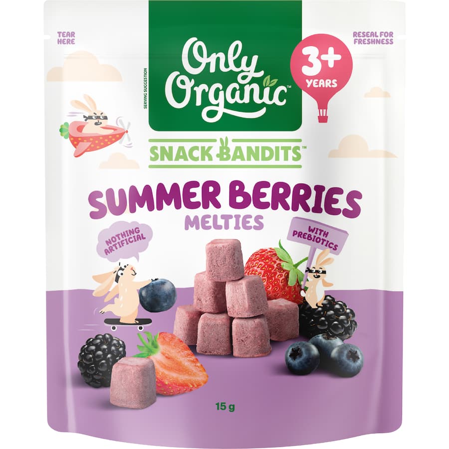 Only Organic Snack Bandits Baby Snacks Melties Summer Berries 15g
