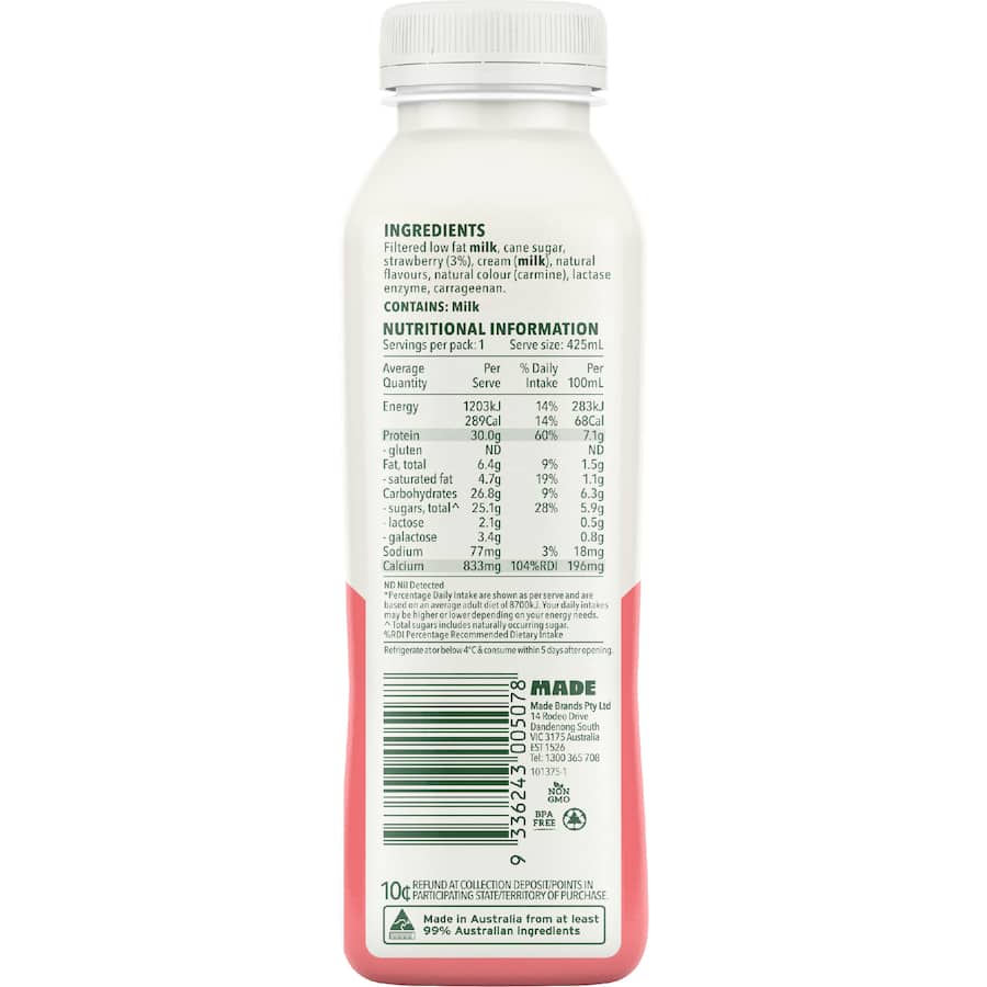 Rokeby Protein Smoothie Strawberry 425mL