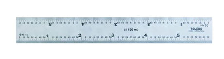 Toledo Stainless Steel Rule 300mm, double-sided with metric and imperial graduations, ideal for precise measurements in various projects.