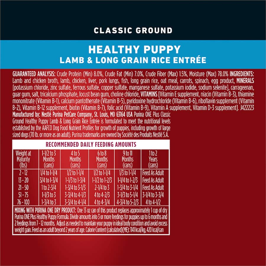 Purina One Puppy Wet Dog Food Lamb & Rice Can 368g
