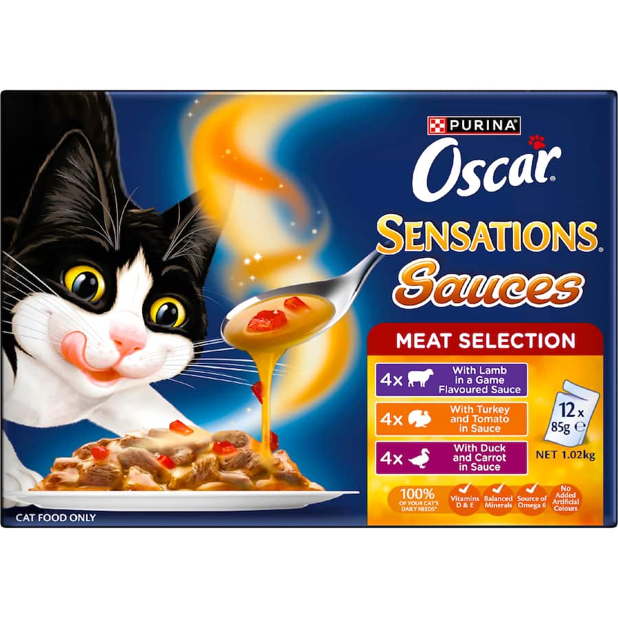Oscar Sensations Sauces Wet Cat Food Meat Selection Pouches 12x85g