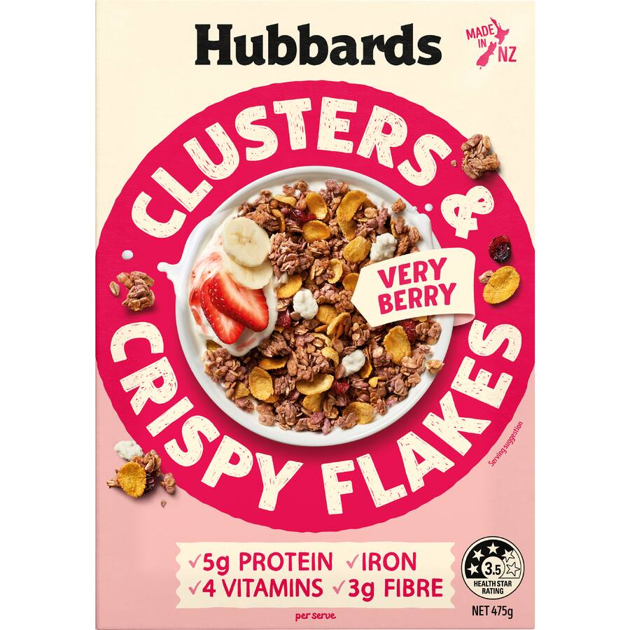 Hubbards Granola Clusters Crispy Flakes Berry - 475g