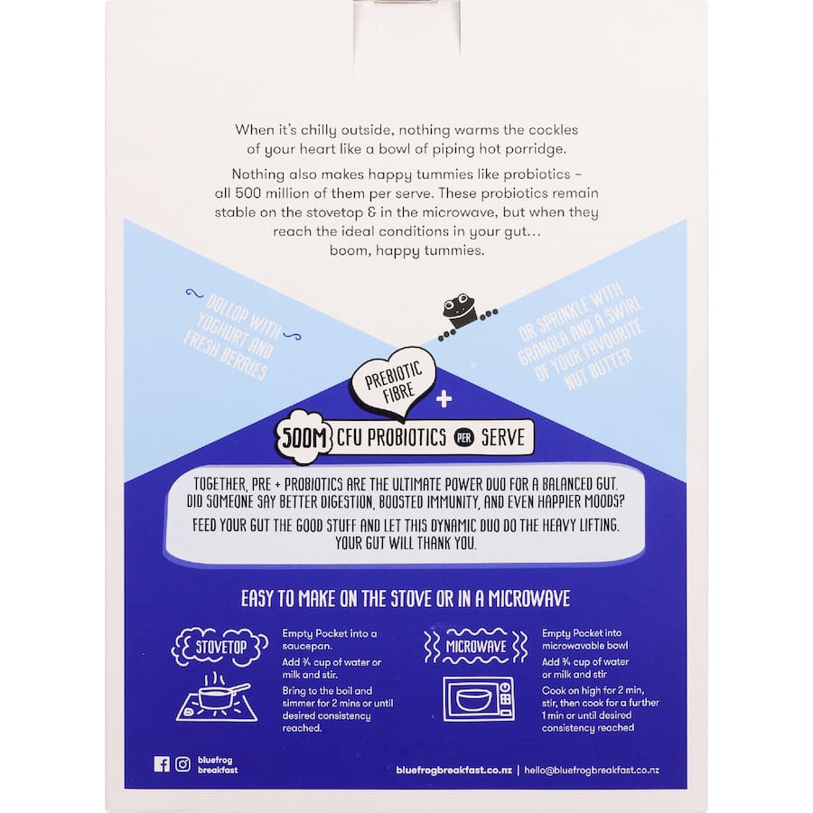 Blue Frog Porridge Vanilla Bean & Chia Seed - 7 x 40g