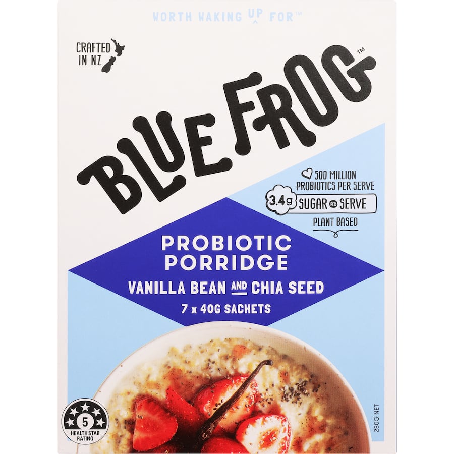 Blue Frog Porridge Vanilla Bean & Chia Seed - 7 x 40g
