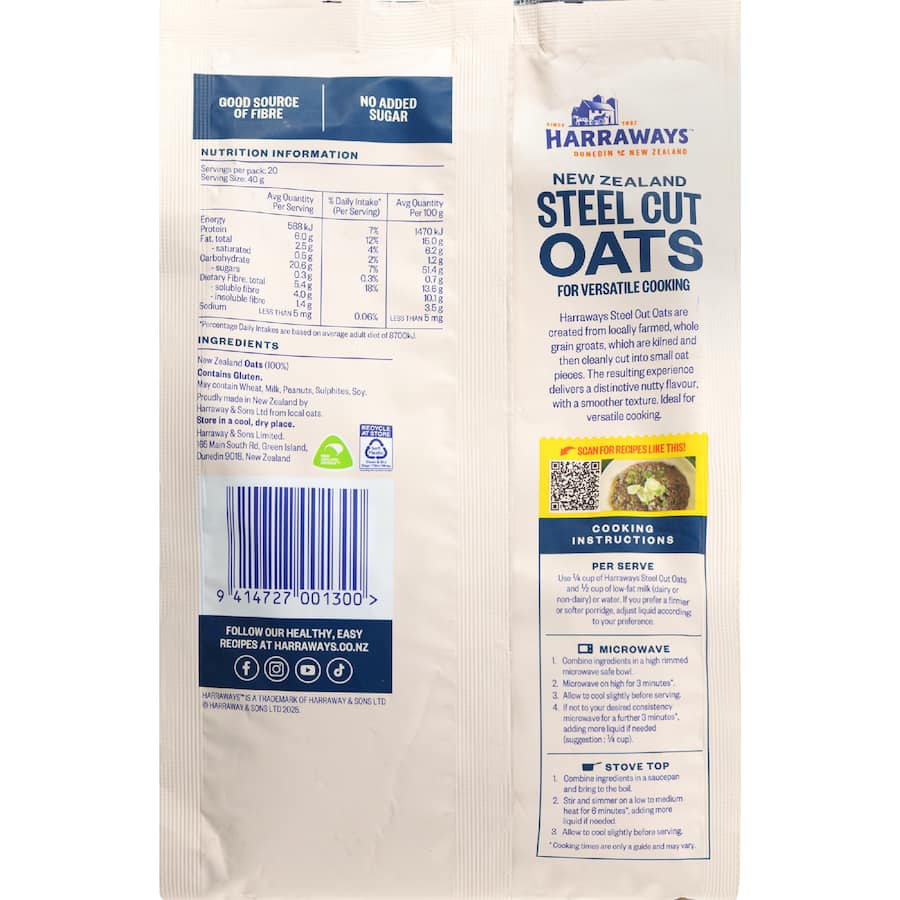 Harraways Oats Steel Cut - 800g