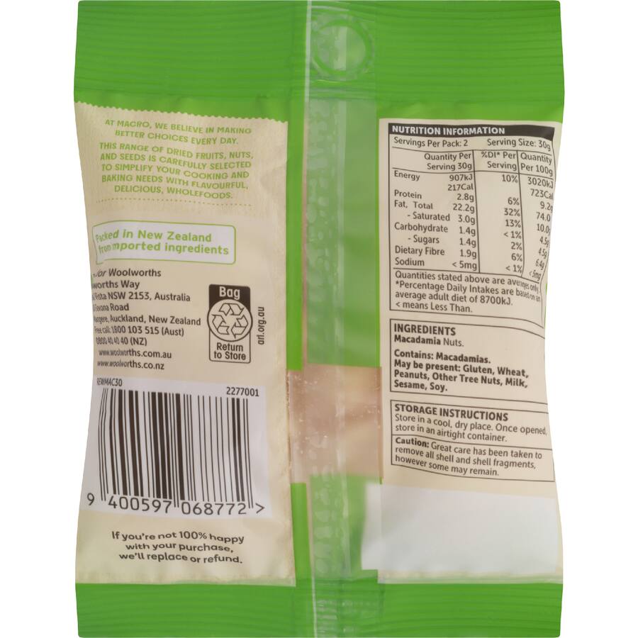 Macro Macadamias Raw - 60g