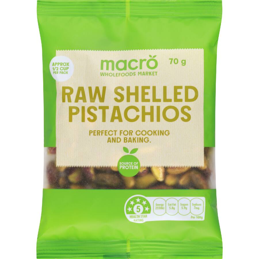 Macro Pistachios Raw Shelled - 70g