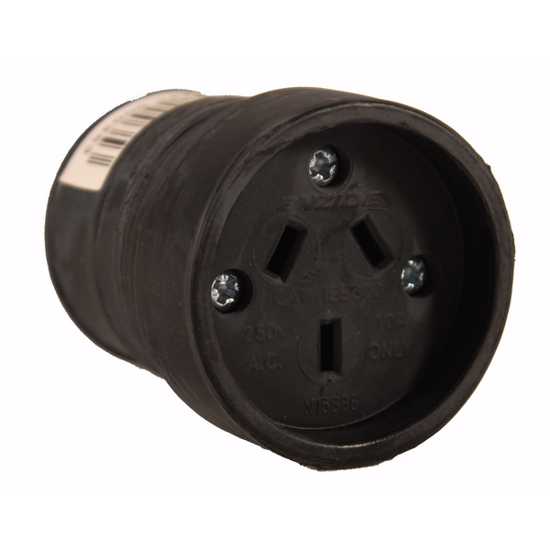 HPM Plug base Rubber Socket 10A Black (Female) (Each)