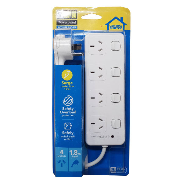 HPM 4 Way Switched Powerboard 10A with Overload